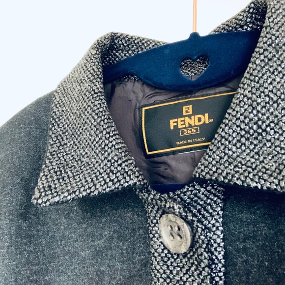 Fendi Wool Graphite Jacket High Rise Wide Leg Pants Suite Size M - Picture 4 of 11